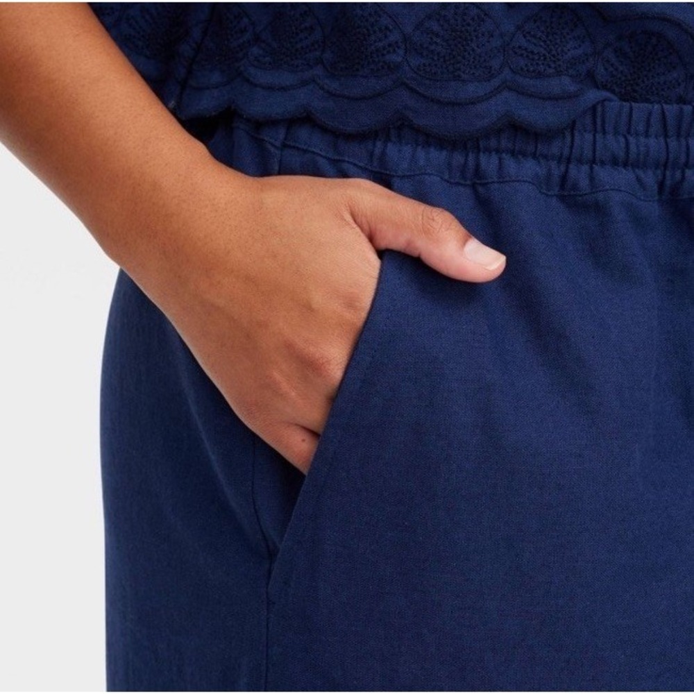 Women's Size XXL Scalloped Hem Drawstring Pants - Roller Rabbit Navy - Picture 3 of 6